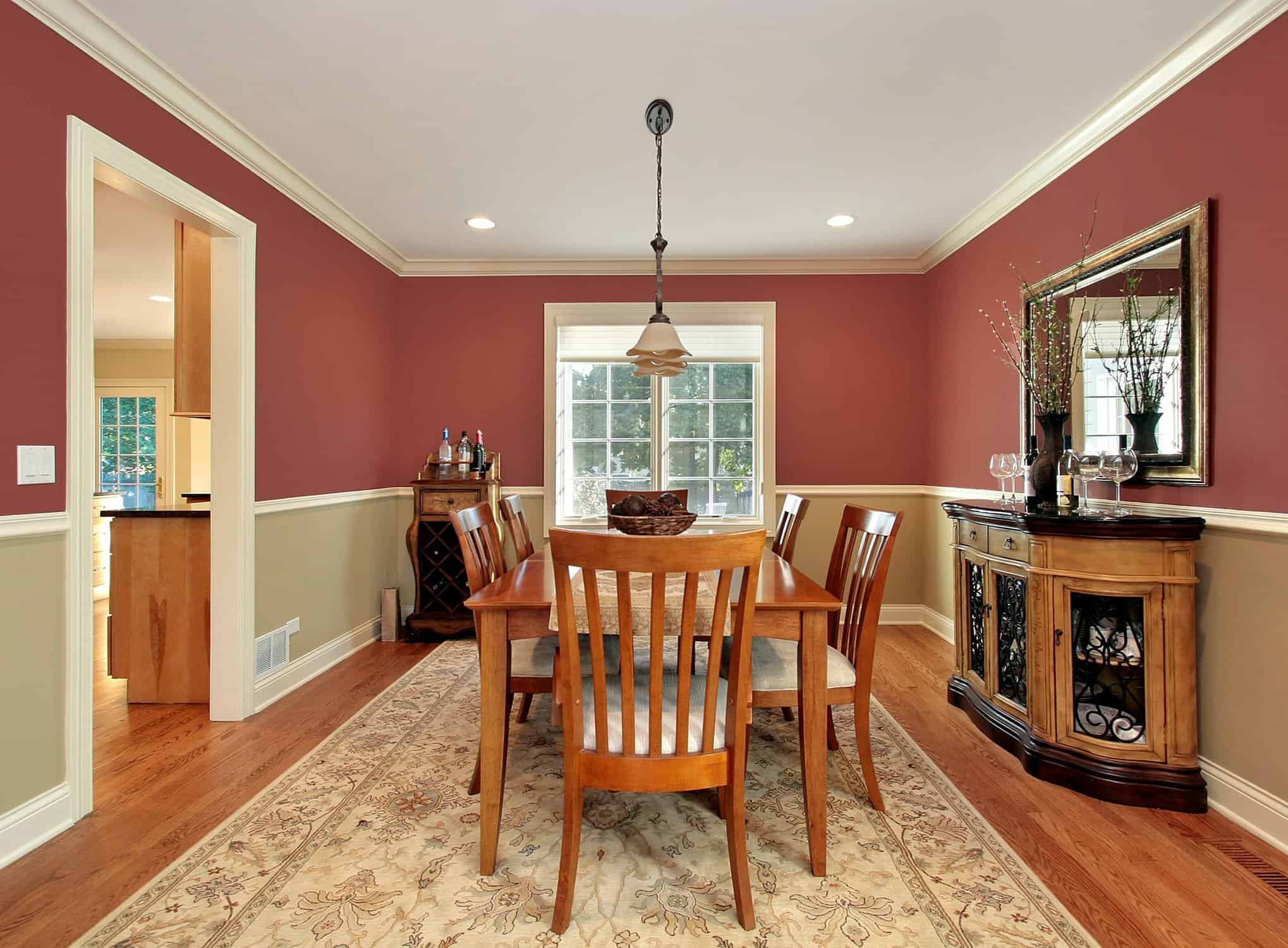 Dining room with two toned walls interior house painting